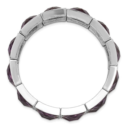 Fashion 1928 Jewelry Silver-Tone Frame Purple Faceted Epoxy Stones Stretch Bracelet