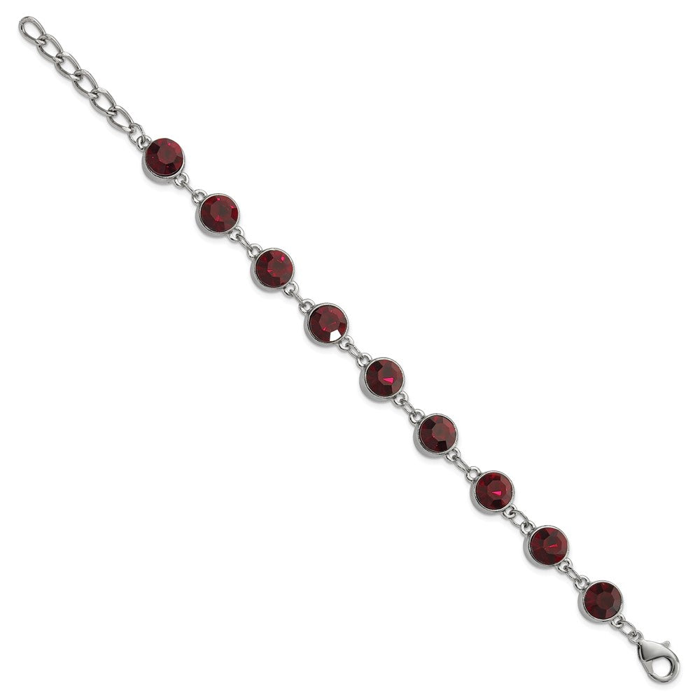 Fashion 1928 Jewelry Silver-Tone Red Epoxy Faceted Stone Adjustable 7.25 Inch Bracelet With 1.25 Extension