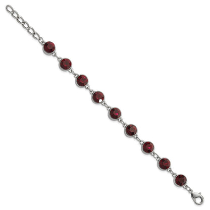 Fashion 1928 Jewelry Silver-Tone Red Epoxy Faceted Stone Adjustable 7.25 Inch Bracelet With 1.25 Extension
