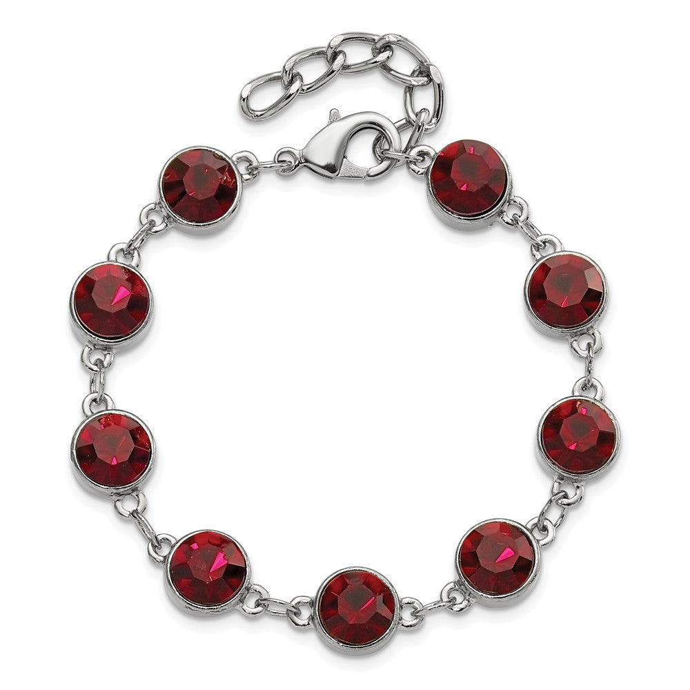 Fashion 1928 Jewelry Silver-Tone Red Epoxy Faceted Stone Adjustable 7.25 Inch Bracelet With 1.25 Extension
