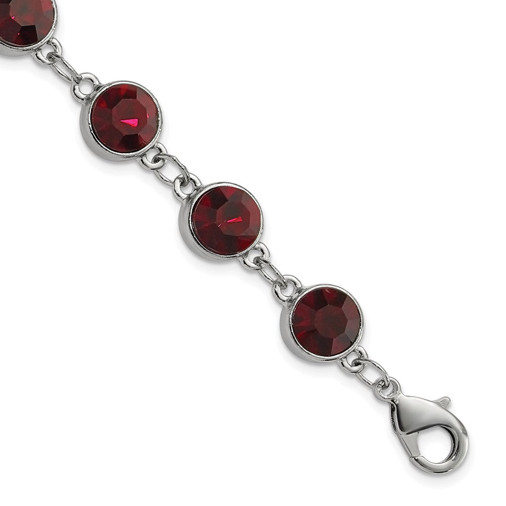 Fashion 1928 Jewelry Silver-Tone Red Epoxy Faceted Stone Adjustable 7.25 Inch Bracelet With 1.25 Extension