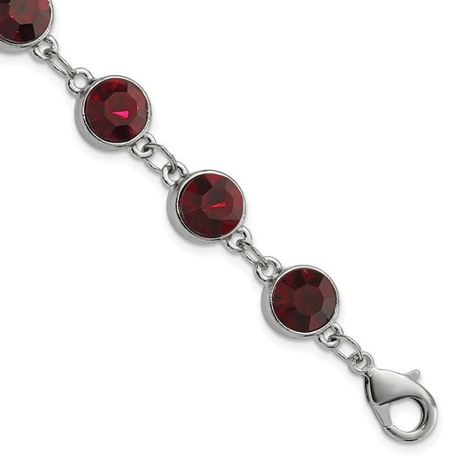 Fashion 1928 Jewelry Silver-Tone Red Epoxy Faceted Stone Adjustable 7.25 Inch Bracelet With 1.25 Extension