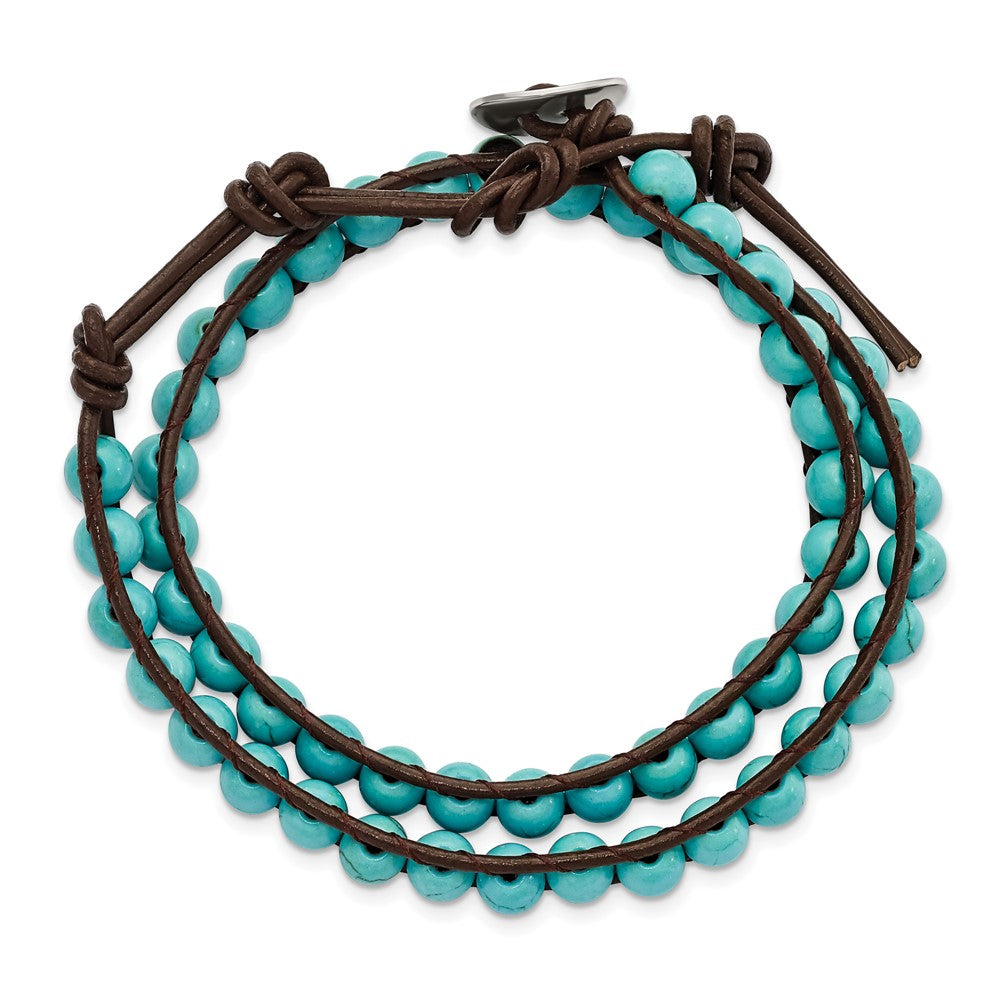 20 Inch 4mm Dyed Turquoise Leather Cord Multi Wrap Bracelet