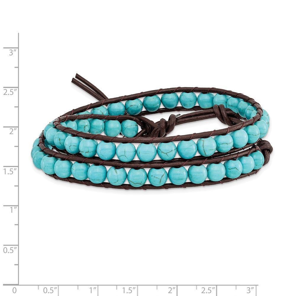 20 Inch 4mm Dyed Turquoise Leather Cord Multi Wrap Bracelet