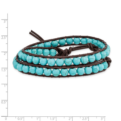 20 Inch 4mm Dyed Turquoise Leather Cord Multi Wrap Bracelet