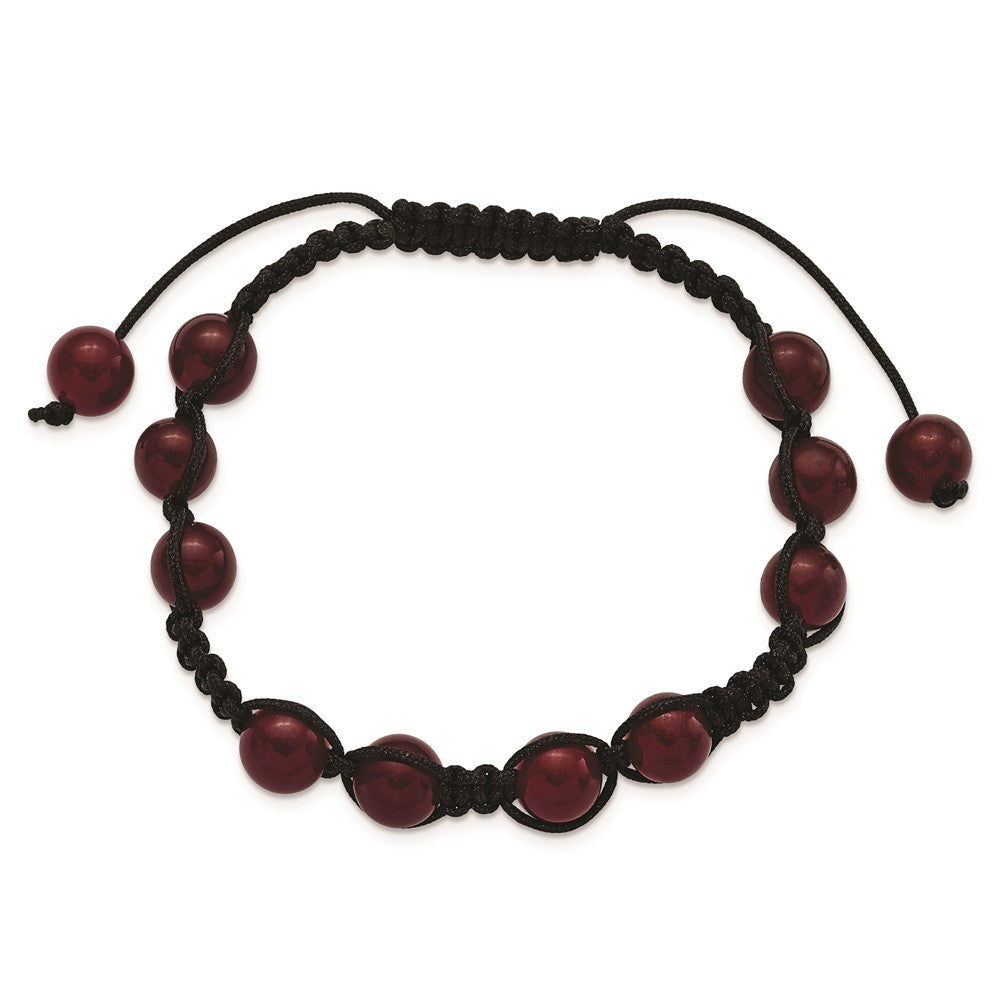 Fashion 8mm Red Aventurine Beads And Black Cord Bracelet