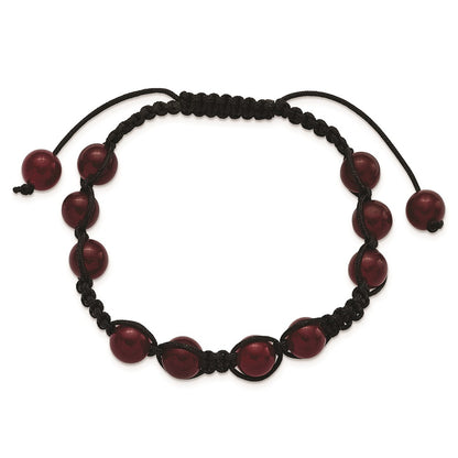Fashion 8mm Red Aventurine Beads And Black Cord Bracelet
