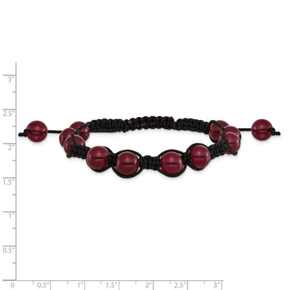 Fashion 8mm Red Aventurine Beads And Black Cord Bracelet