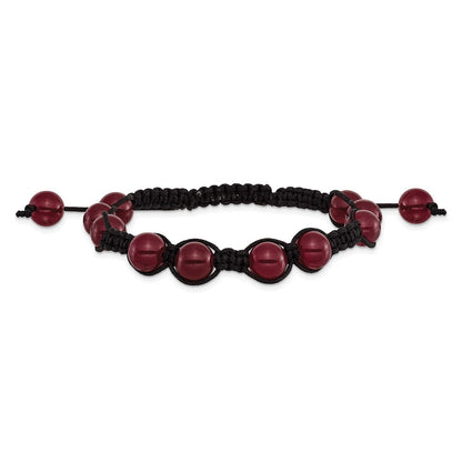 Fashion 8mm Red Aventurine Beads And Black Cord Bracelet