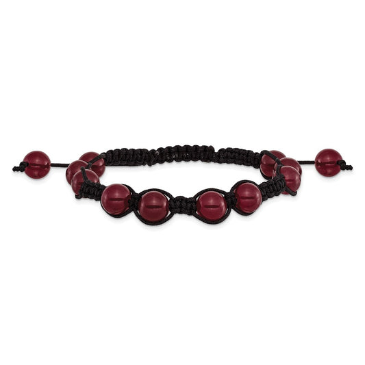 Fashion 8mm Red Aventurine Beads And Black Cord Bracelet