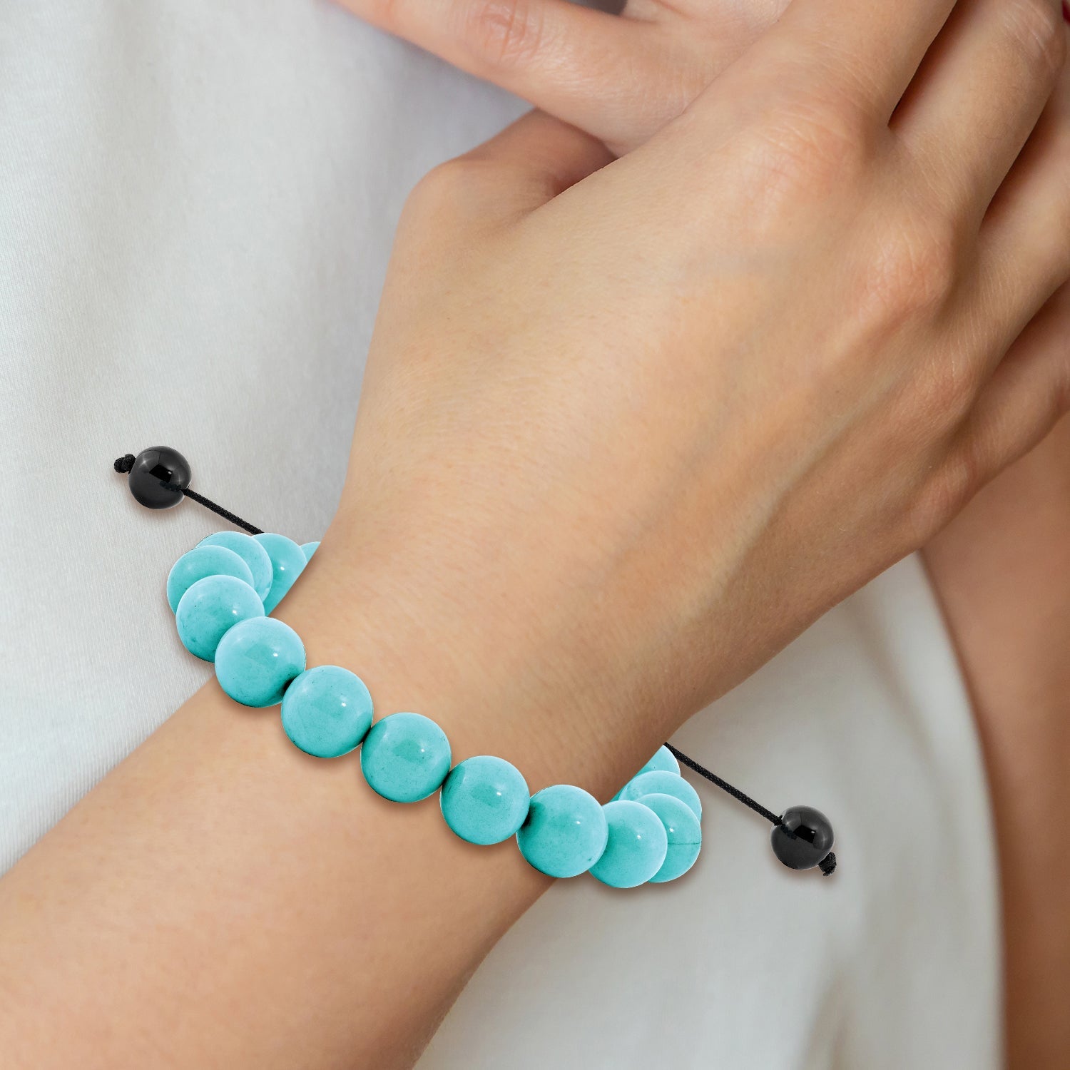 Fashion 10mm Treated Turquoise And Black Cord Bracelet