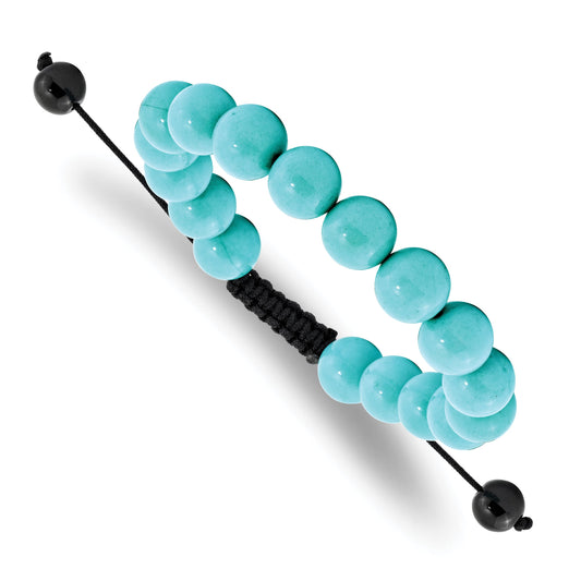 Fashion 10mm Treated Turquoise And Black Cord Bracelet