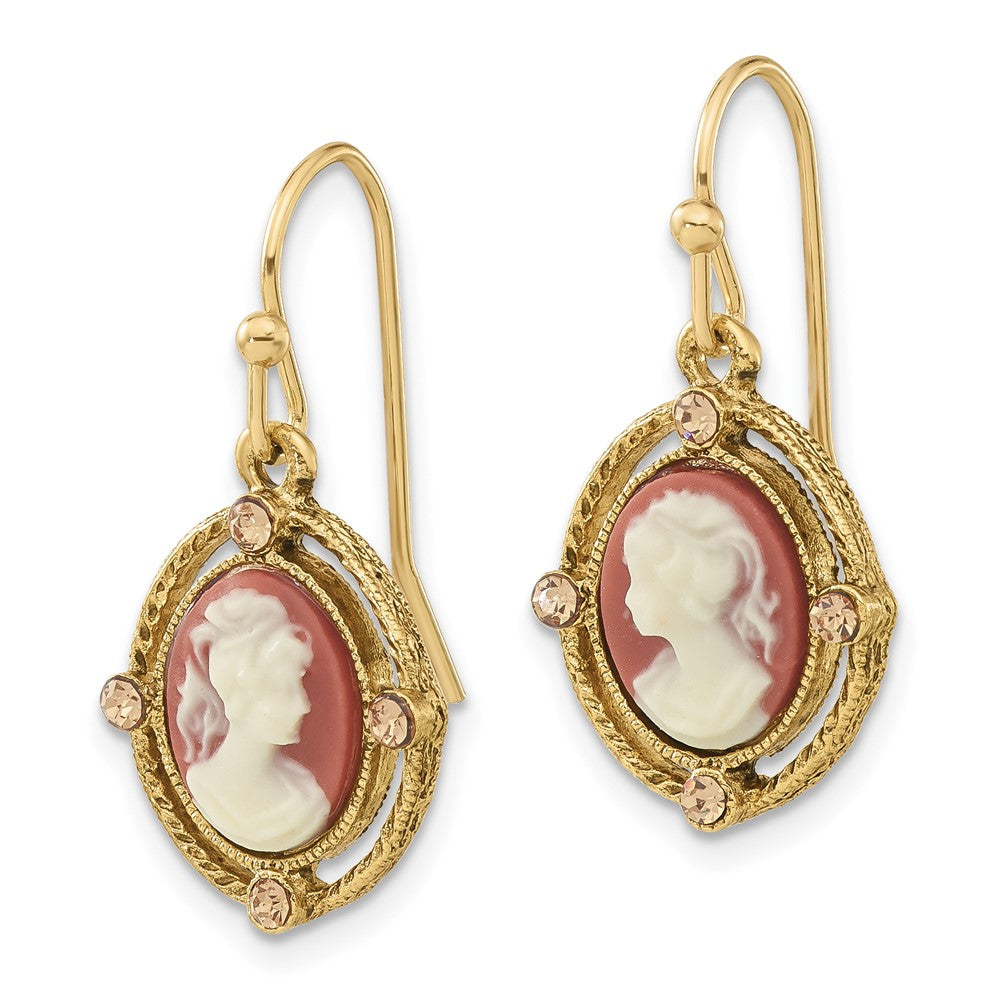 Fashion 1928 Jewelry Gold-Tone Frame Ivory Colored Lady Acrylic Cameo Dangle Earrings