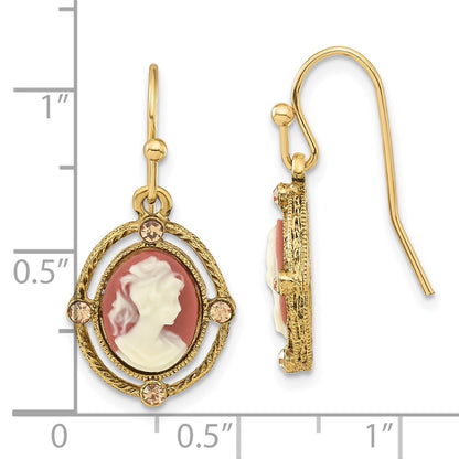 Fashion 1928 Jewelry Gold-Tone Frame Ivory Colored Lady Acrylic Cameo Dangle Earrings