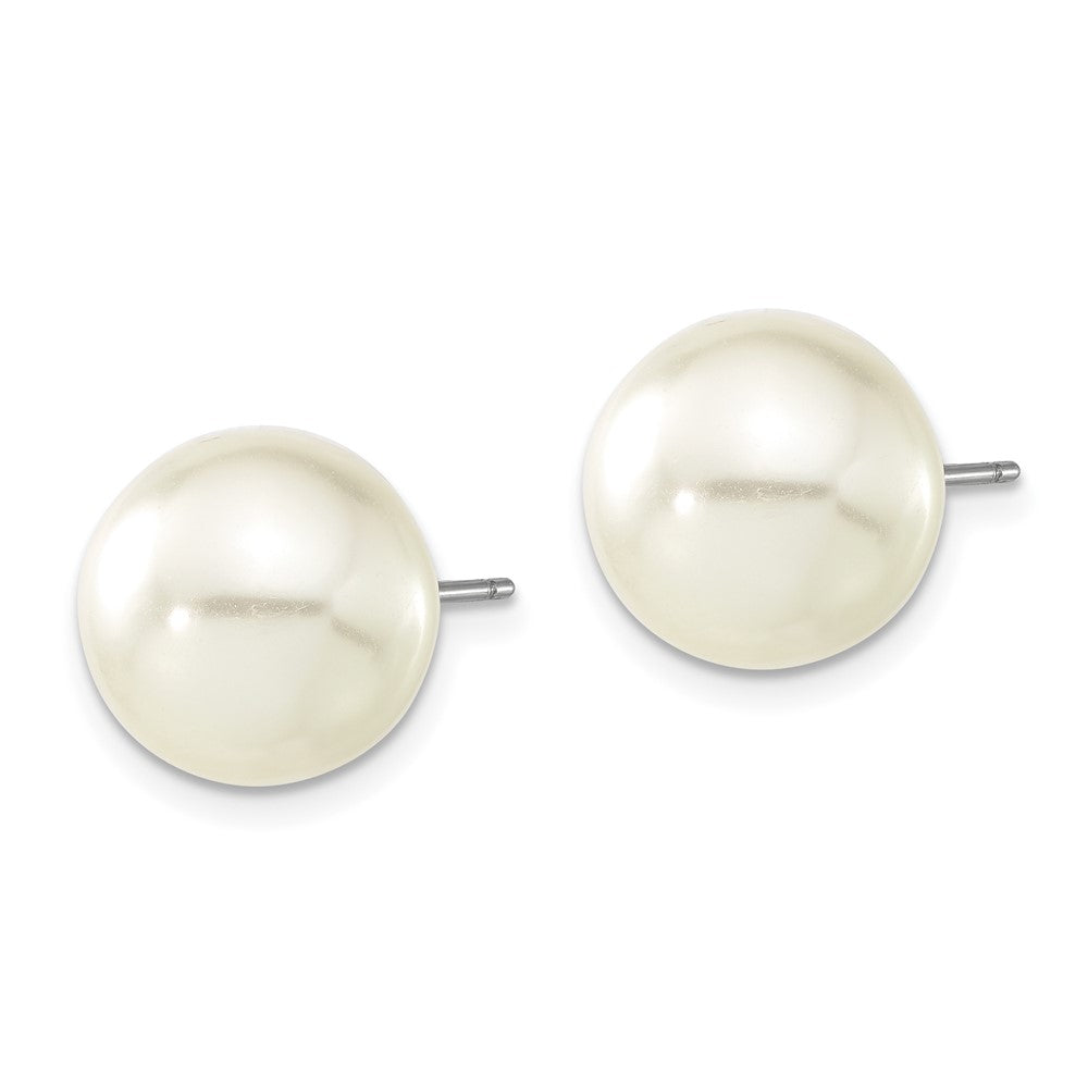 Fashion 1928 Jewelry Gold-Tone 12mm Ivory Imitation Pearl Post Stud Earrings