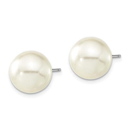 Fashion 1928 Jewelry Gold-Tone 12mm Ivory Imitation Pearl Post Stud Earrings
