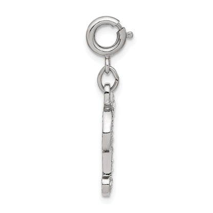 Fashion 1928 Silver-Tone Crystal Initial F Spring Ring Charm