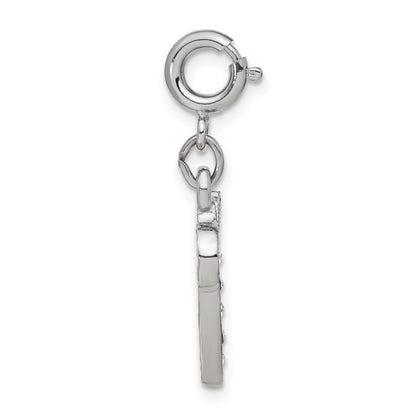 Fashion 1928 Silver-Tone Crystal Initial V Spring Ring Charm