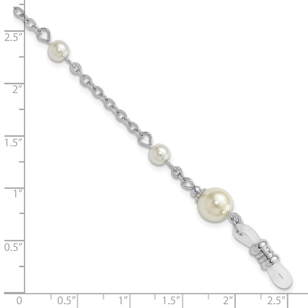 Non Metal 1928 Jewelry Silver-Tone Simulated Pearl Stations Eyeglass Holder 30 Inch Chain