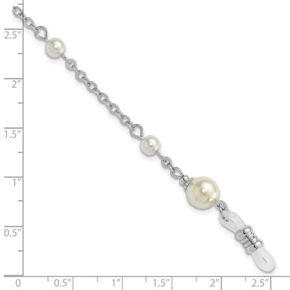 Non Metal 1928 Jewelry Silver-Tone Simulated Pearl Stations Eyeglass Holder 30 Inch Chain