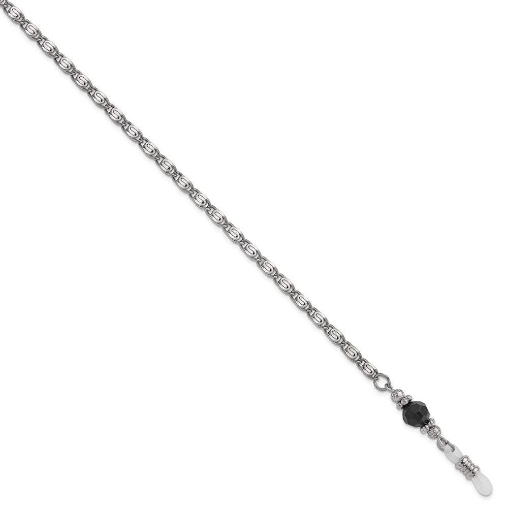 Non Metal 1928 Jewelry Silver-Tone Black Crystal Faceted Bead Eyewear Holder 30 Inch Chain