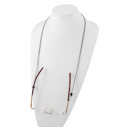 Non Metal 1928 Jewelry Silver-Tone Black Crystal Faceted Bead Eyewear Holder 30 Inch Chain