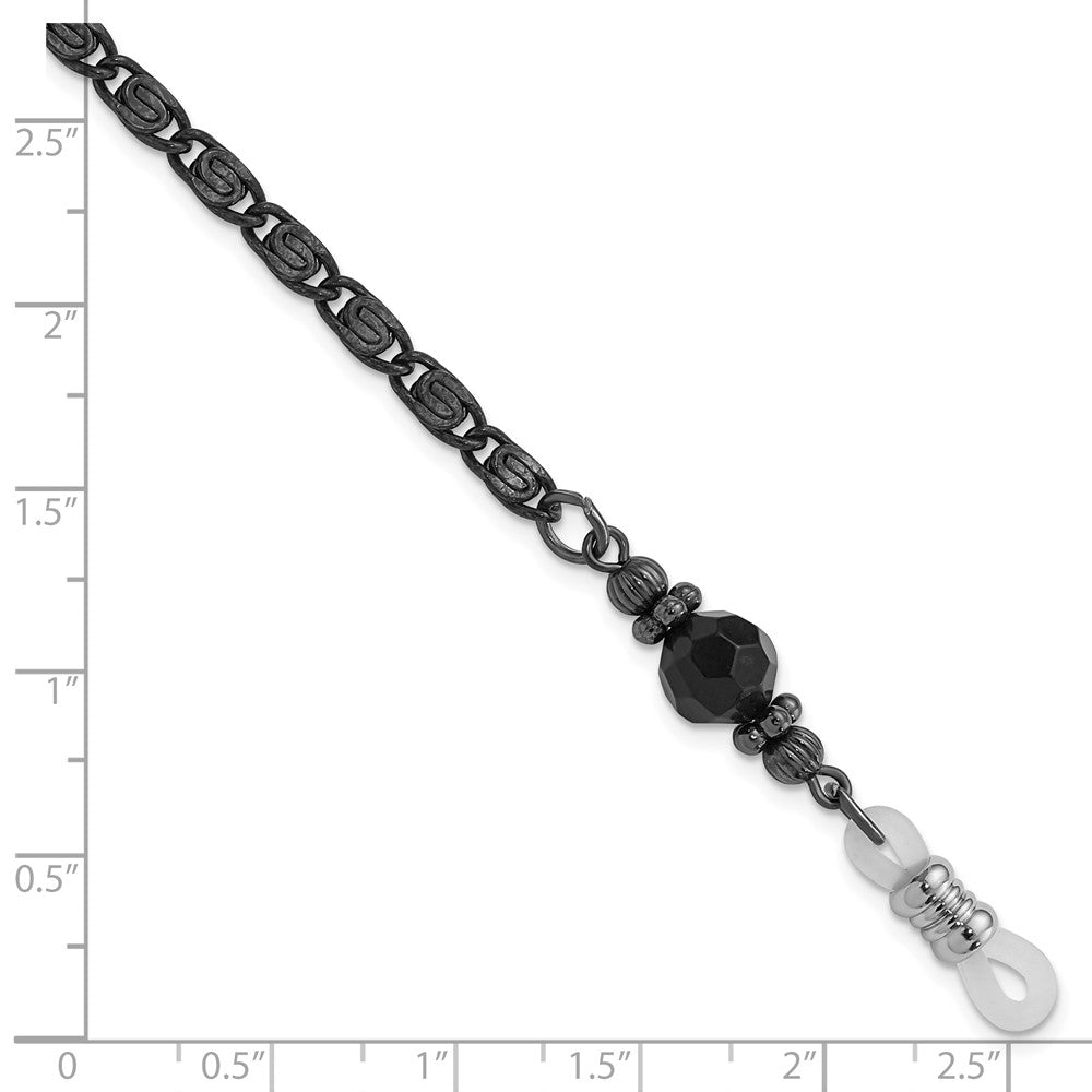 Non Metal 1928 Jewelry Black-Plated Black Faceted Crystal Bead Eyewear Holder 30 Inch Chain
