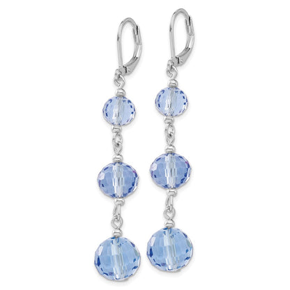 Fashion 1928 Jewelry Silver-Tone Graduated Light Blue Glass Faceted Beads Dangle Leverback Earrings