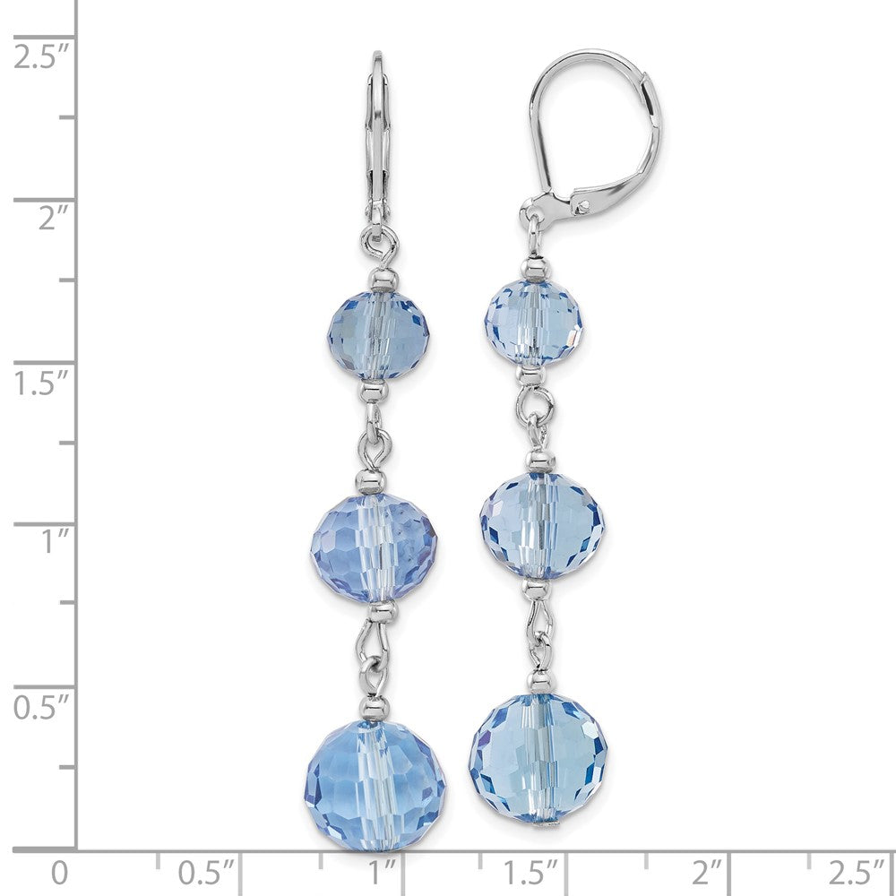 Fashion 1928 Jewelry Silver-Tone Graduated Light Blue Glass Faceted Beads Dangle Leverback Earrings