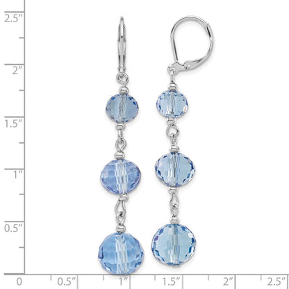 Fashion 1928 Jewelry Silver-Tone Graduated Light Blue Glass Faceted Beads Dangle Leverback Earrings