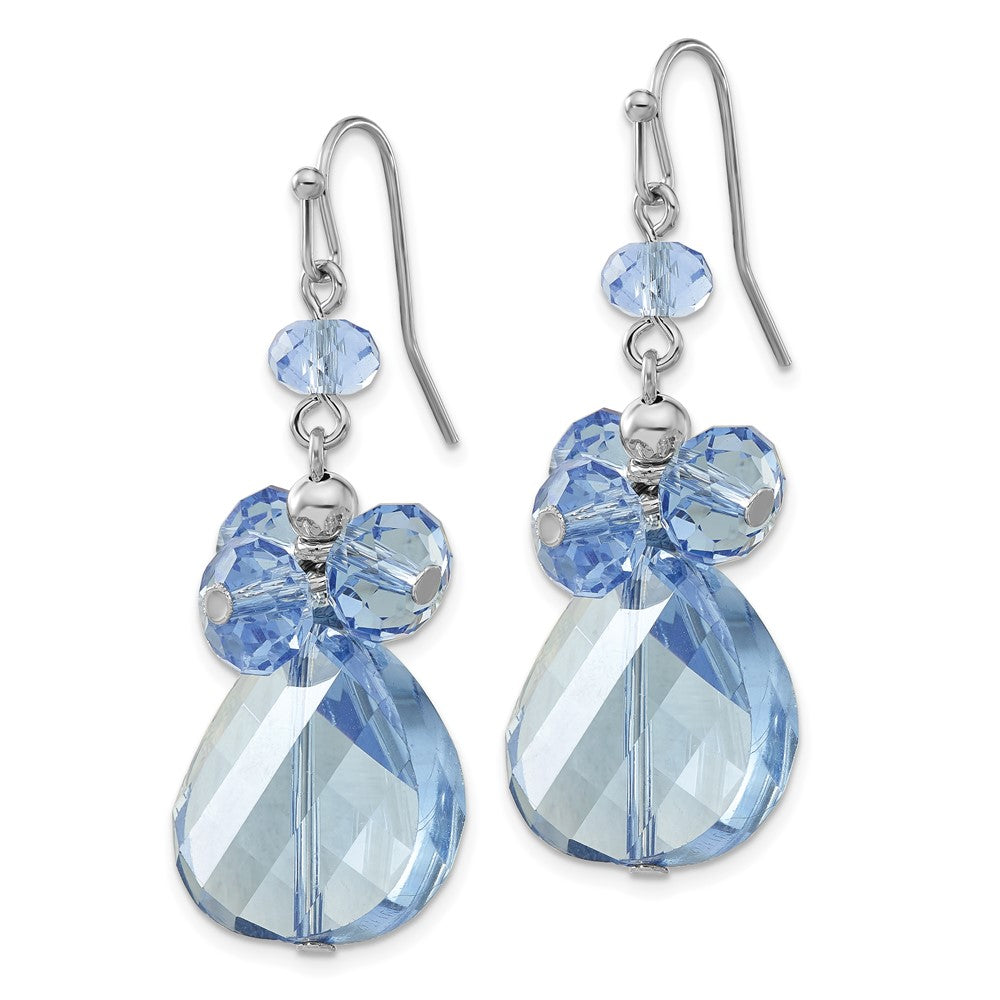 Fashion 1928 Jewelry Silver-Tone Light Blue Faceted Glass Bead Cluster Dangle Earrings