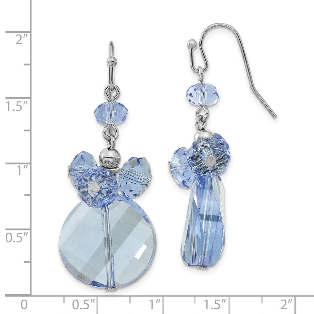 Fashion 1928 Jewelry Silver-Tone Light Blue Faceted Glass Bead Cluster Dangle Earrings