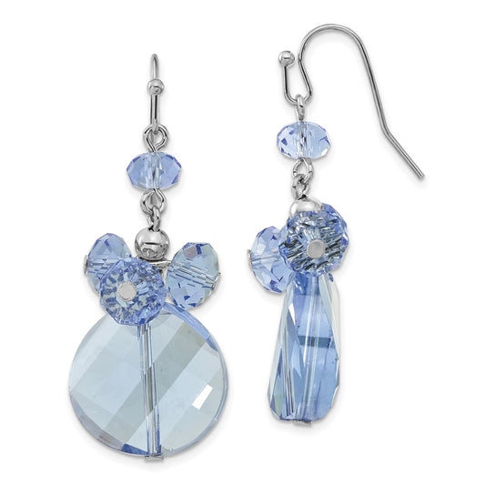 Fashion 1928 Jewelry Silver-Tone Light Blue Faceted Glass Bead Cluster Dangle Earrings