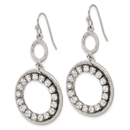 Fashion 1928 Silver-Tone Clear Crystal Circle Dangle Earrings