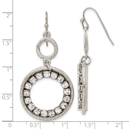 Fashion 1928 Silver-Tone Clear Crystal Circle Dangle Earrings