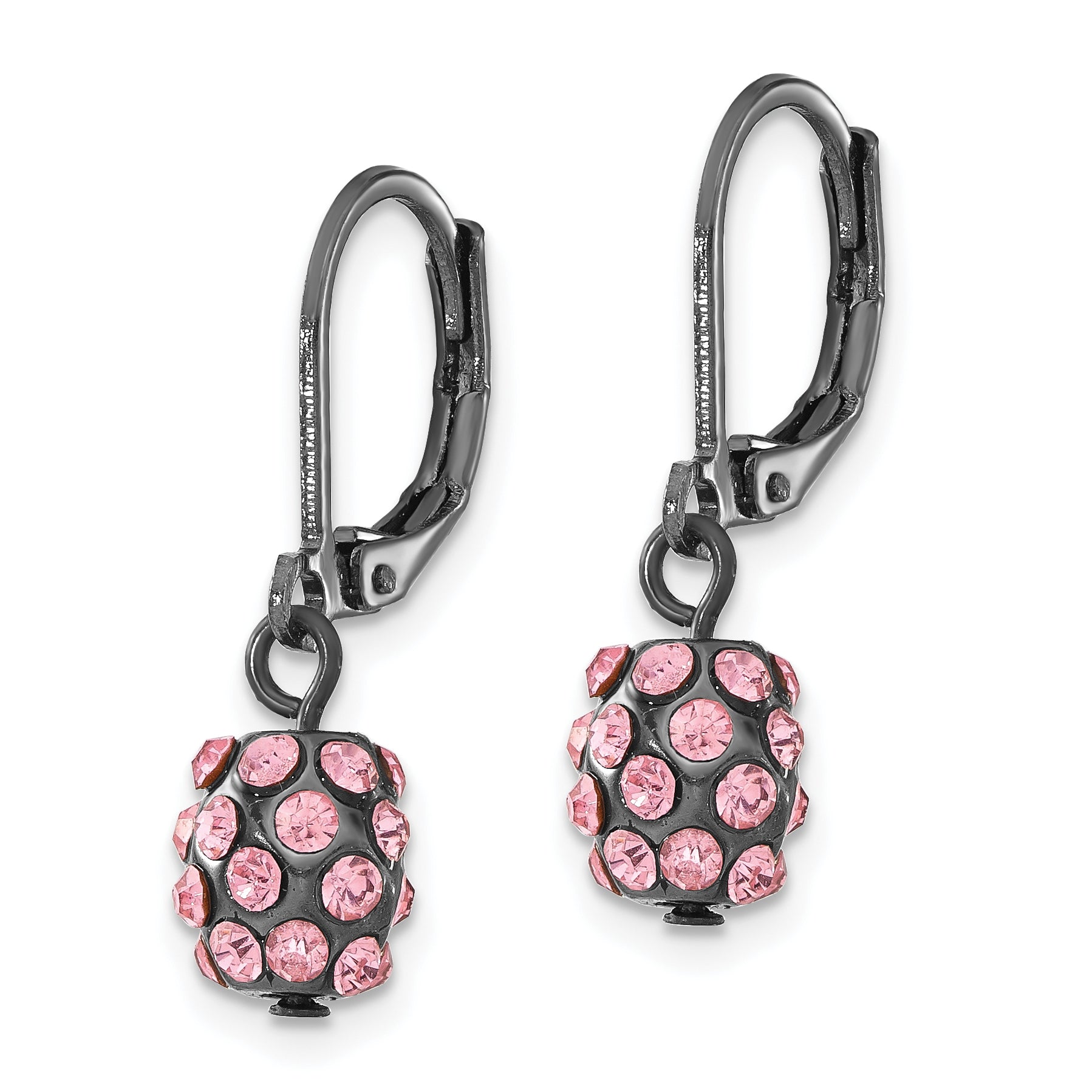 Fashion 1928 Jewelry Black-Plated Pink Glass Stones Fireball Dangle Leverback Earrings