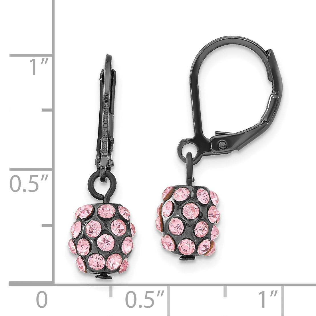 Fashion 1928 Jewelry Black-Plated Pink Glass Stones Fireball Dangle Leverback Earrings