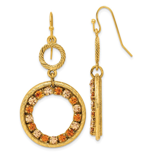 Fashion 1928 Gold-Tone Light & Dark Colorado Champagne Crystal Dangle Earrings