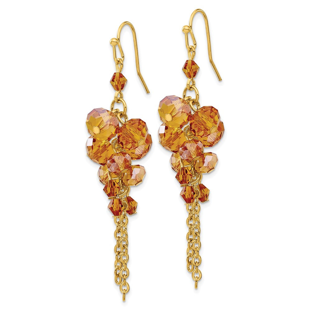 Fashion 1928 Gold-Tone Dark Colorado Glass Beads Dangle Earrings