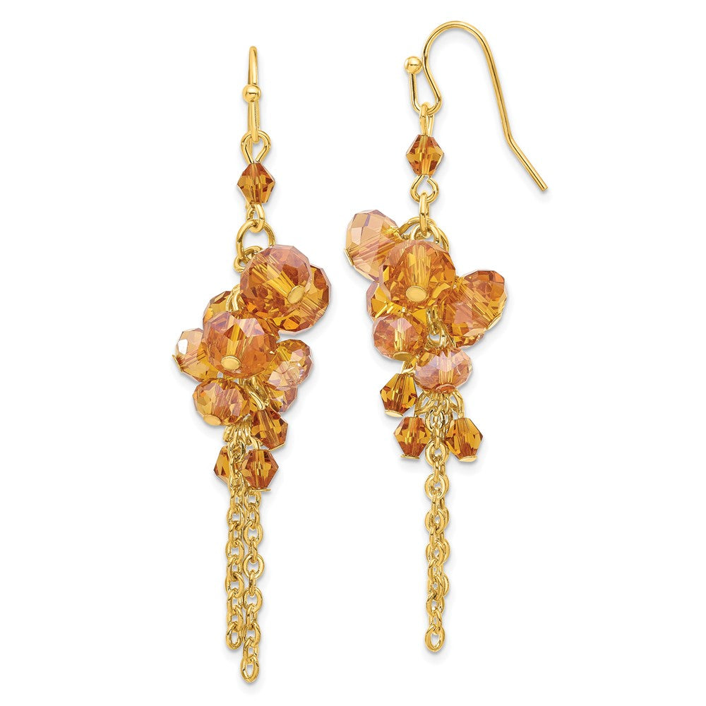 Fashion 1928 Gold-Tone Dark Colorado Glass Beads Dangle Earrings
