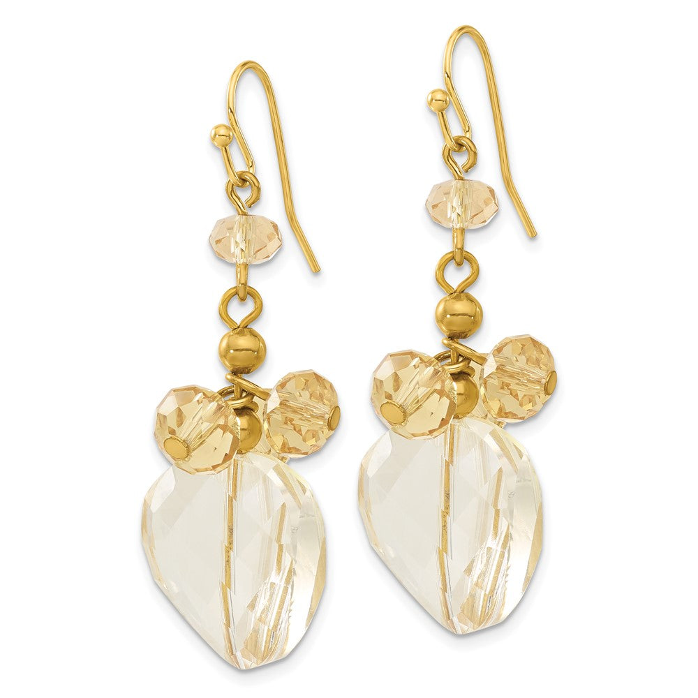 Fashion 1928 Gold-Tone Light Colorado Champagne Glass Beads Dangle Earrings