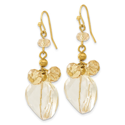 Fashion 1928 Gold-Tone Light Colorado Champagne Glass Beads Dangle Earrings