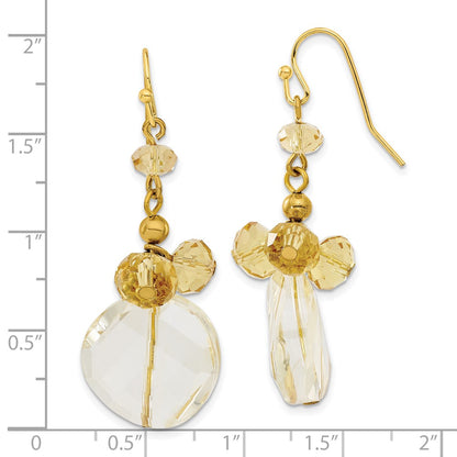 Fashion 1928 Gold-Tone Light Colorado Champagne Glass Beads Dangle Earrings