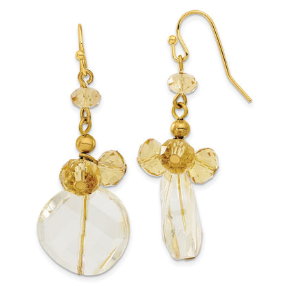 Fashion 1928 Gold-Tone Light Colorado Champagne Glass Beads Dangle Earrings