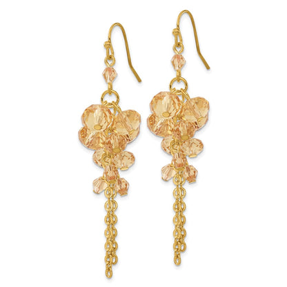 Fashion 1928 Jewelry Gold-Tone Light Colorado Faceted Glass Beads Cluster Dangle Earrings