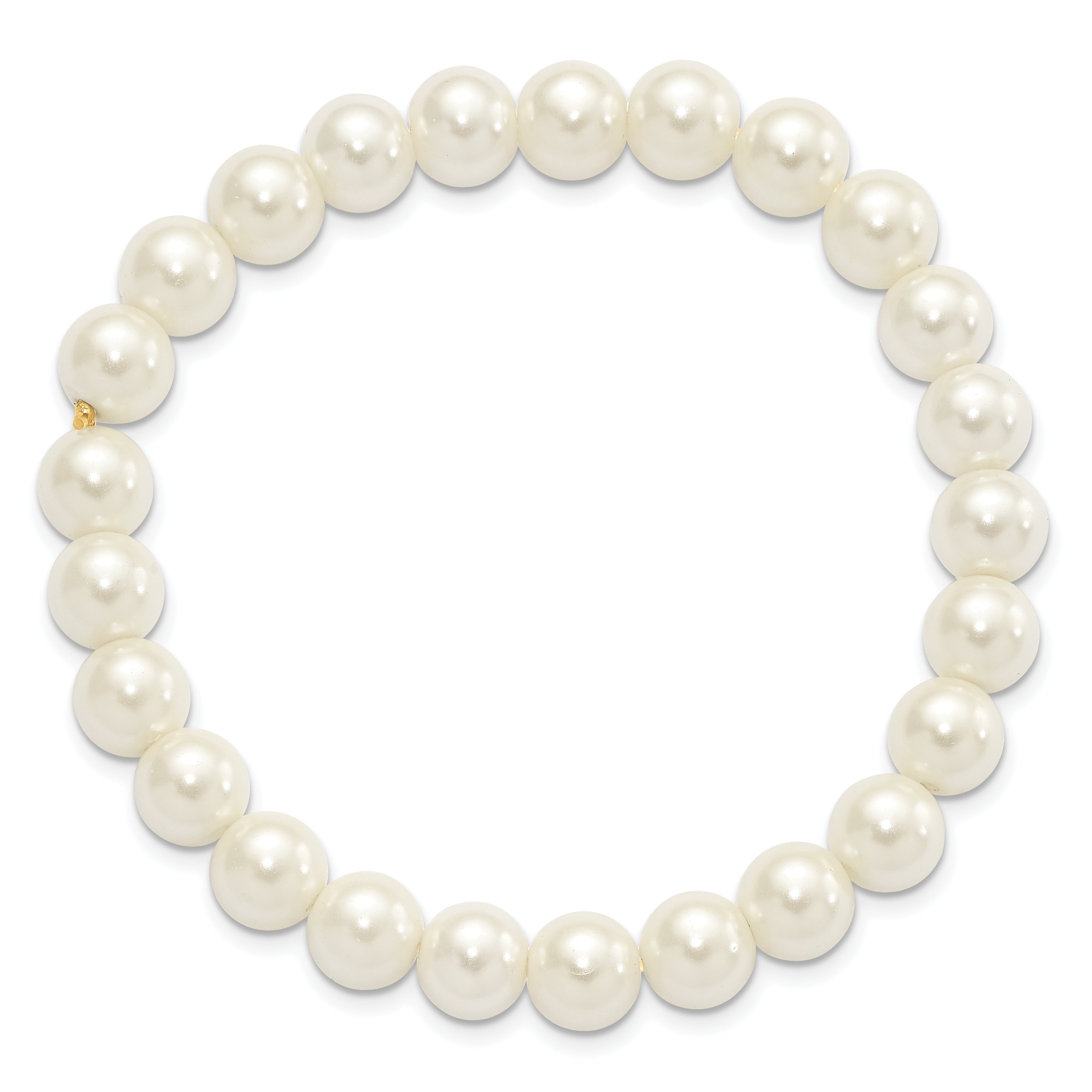 7 Inch 1928 Jewelry 8mm Ivory Imitation Pearl Stretch Bracelet