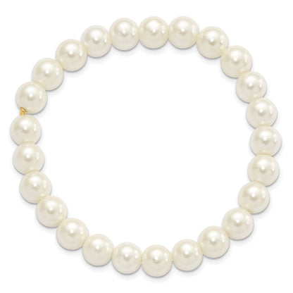 7 Inch 1928 Jewelry 8mm Ivory Imitation Pearl Stretch Bracelet
