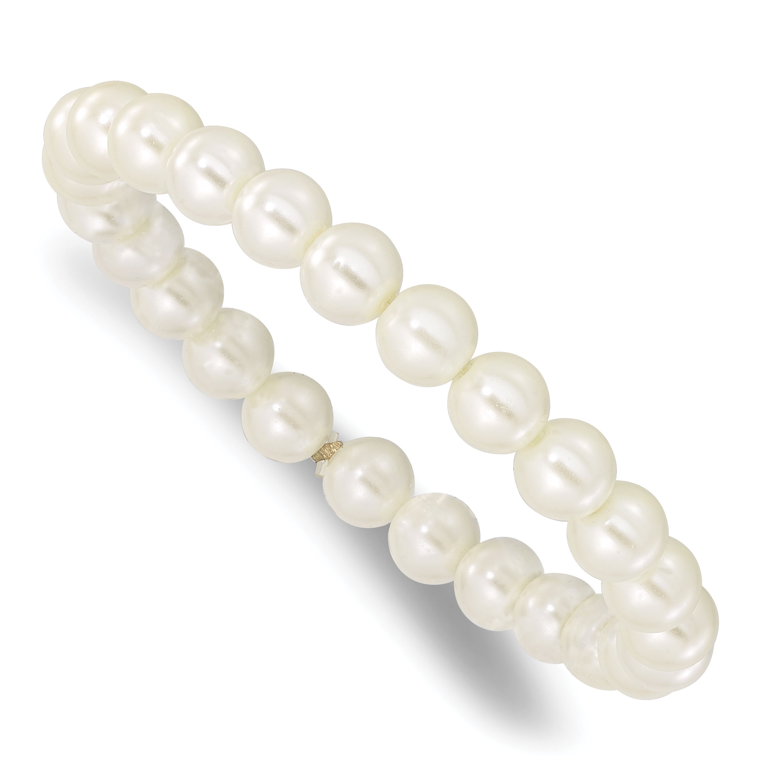 7 Inch 1928 Jewelry 8mm Ivory Imitation Pearl Stretch Bracelet
