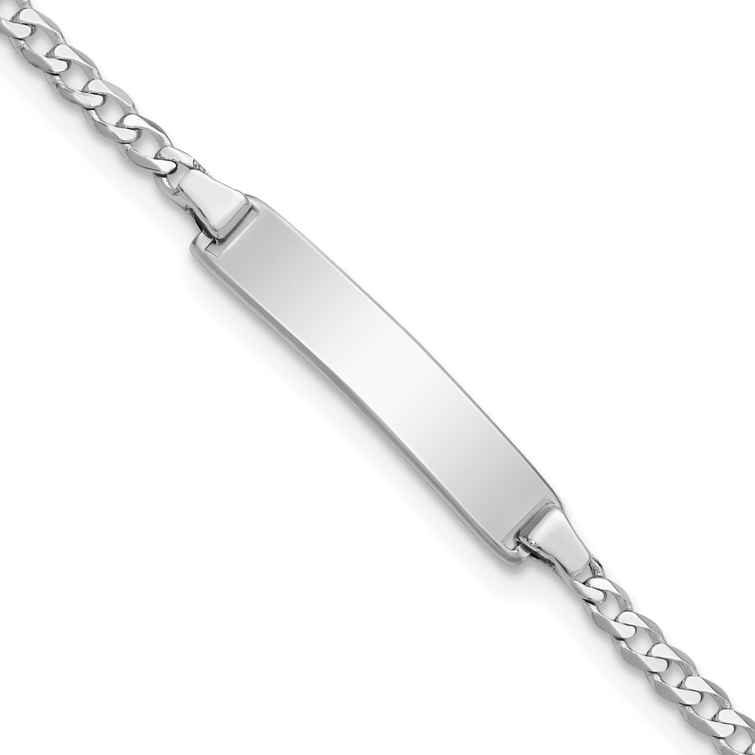 5.5 Inch 14K Wg Flat Curb Link Id Bracelet