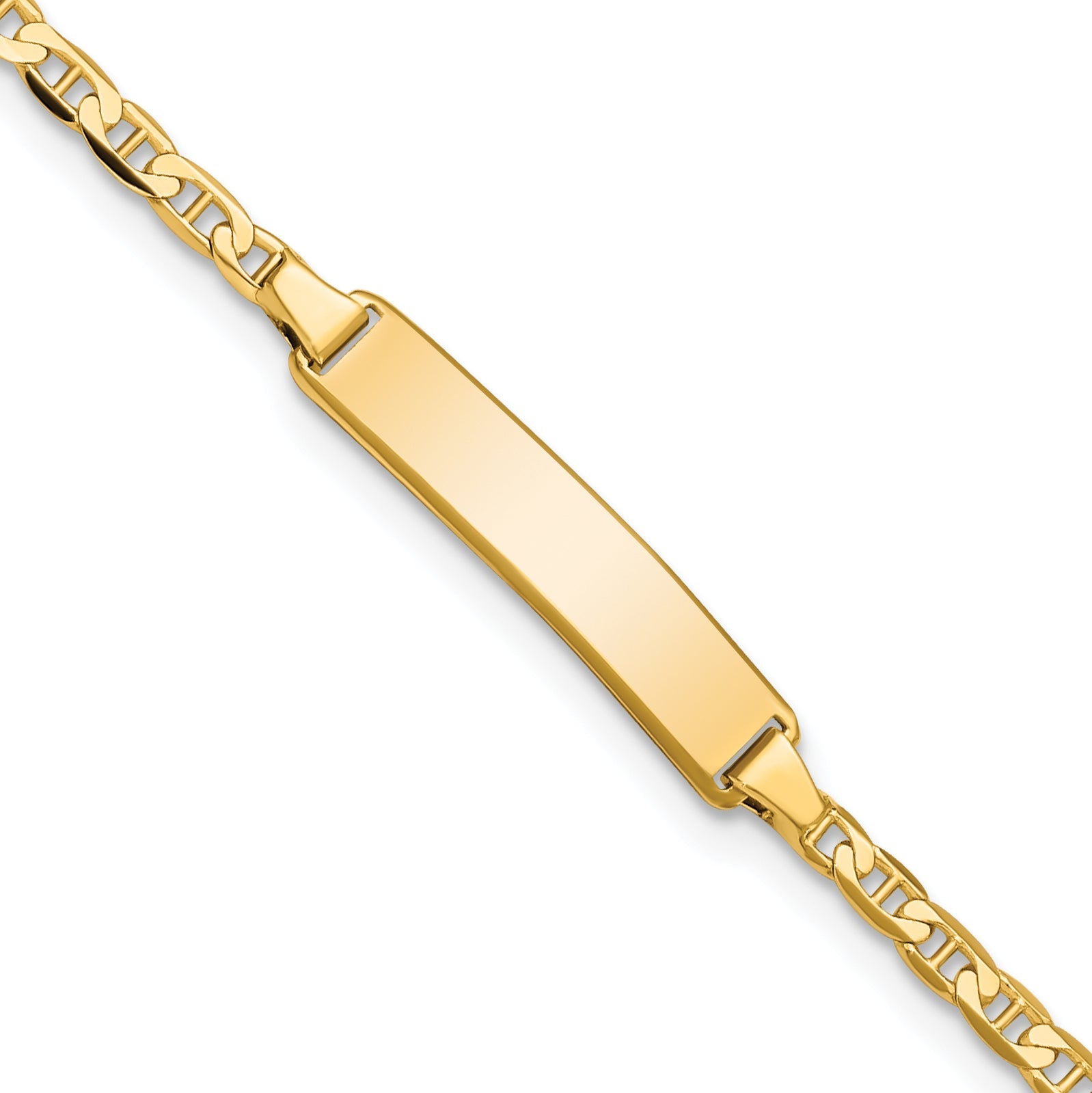 5.5 Inch 14K Flat Anchor Link Id Bracelet